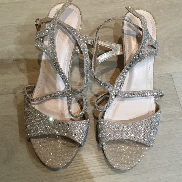 Shoes - David’s bridal, strappy sandle with Kitty heel